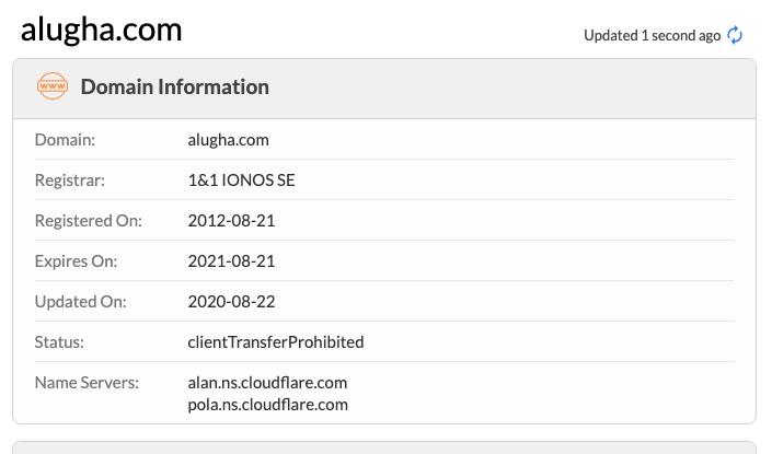 Alugha-domain Wisernotify whois
