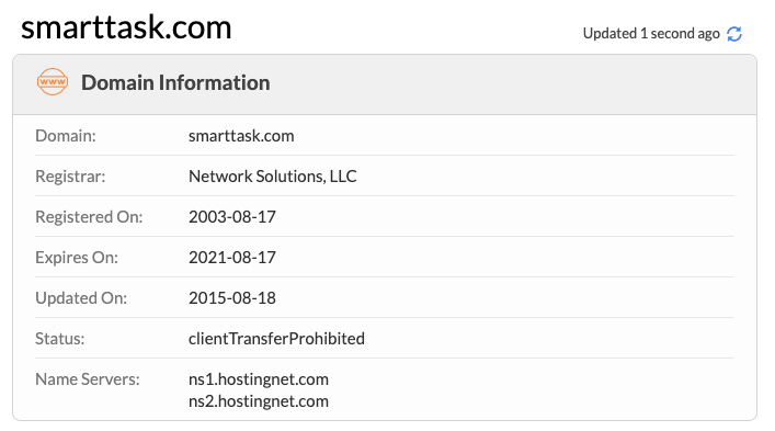 smarttask-domain Wisernotify whois