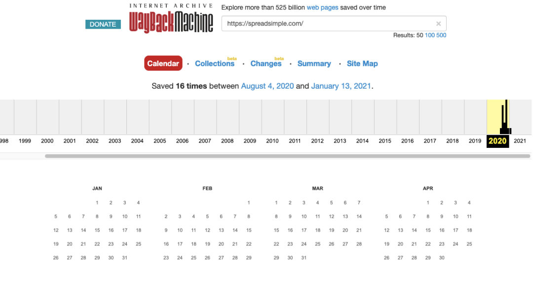 spreadsimple-wayback-machine Wisernotify domain activity history