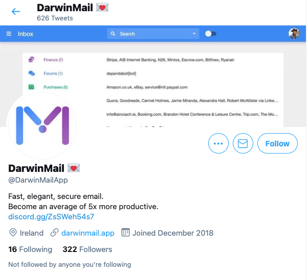 DarwinMail Twitter DarwinMail Twitter