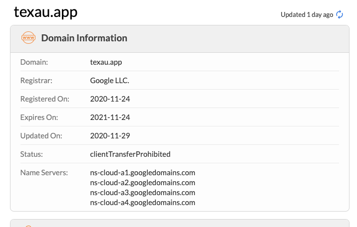 Texau Domain Info Wisernotify whois