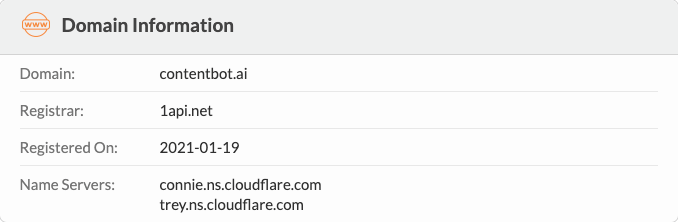 ContentBot Domain Information ContentBot Domain Information