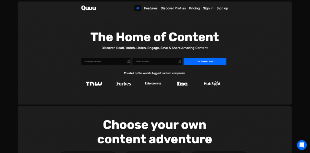 Quuu: Unlock Thousands of Amazing, Hand-Curated Content and Share It To Others! 1 Quuu Homepage
