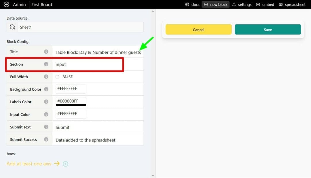 Section input Section input