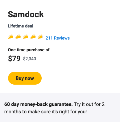 Samdock Lifetime deal on Appsumo