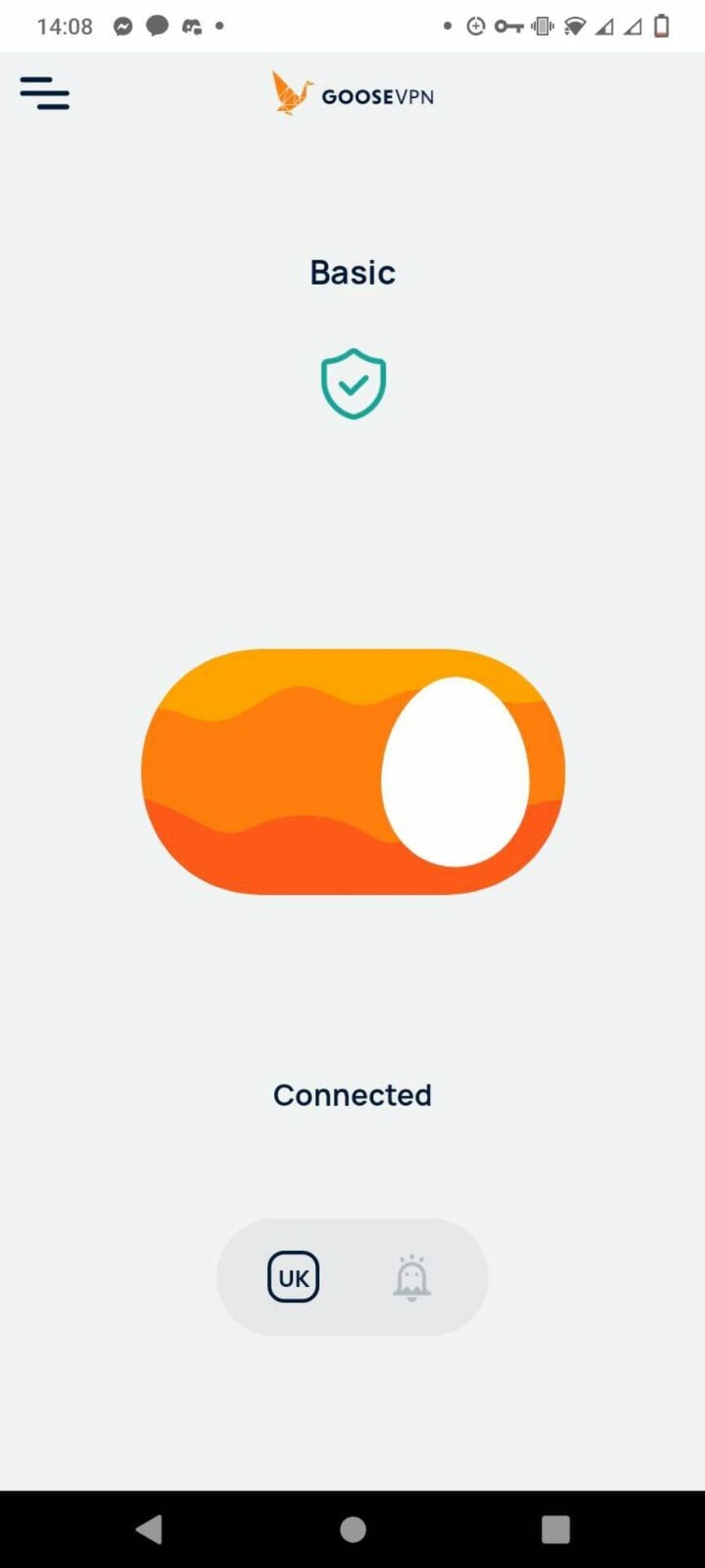 Goose VPN active status Goose VPN active status