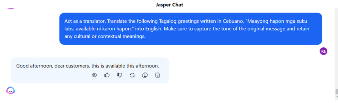 Jasper Translate Result Jasper Translate Result