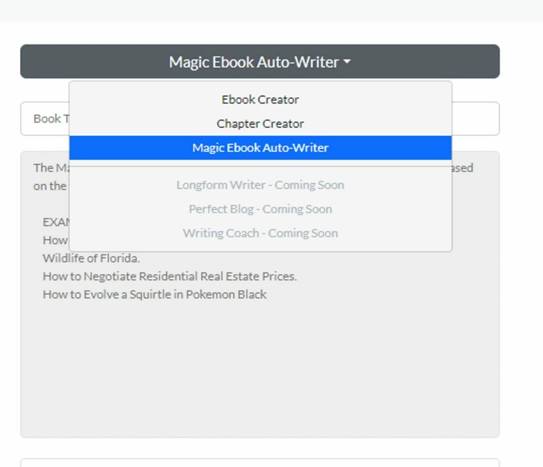 Magic Ebook Auto Writer Magic Ebook Auto Writer