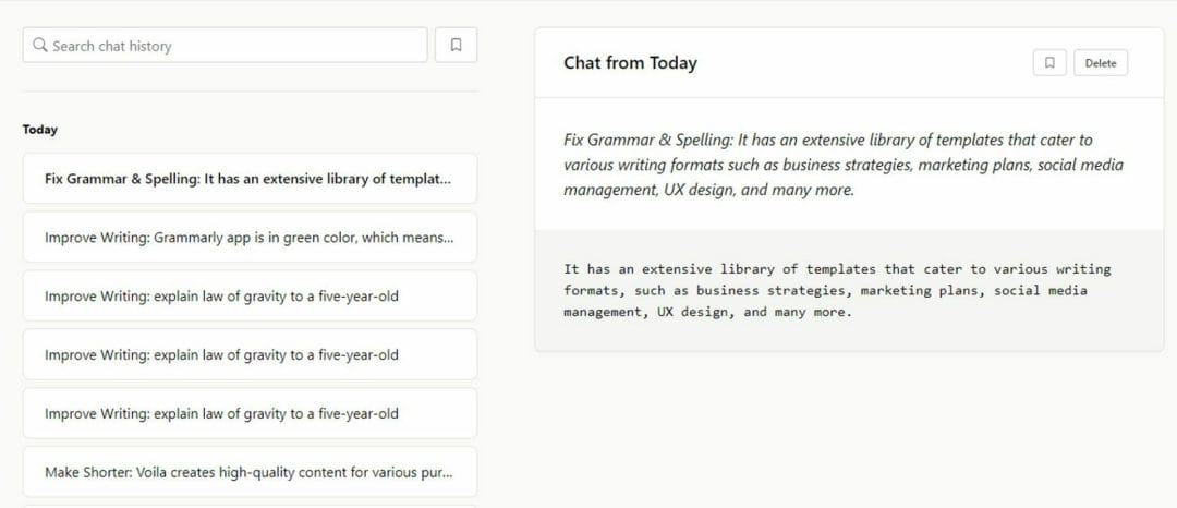 Voila's Chat History Voila's Chat History